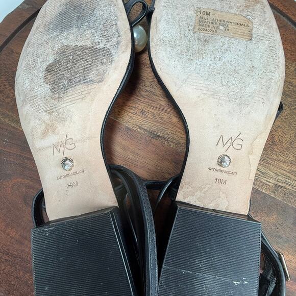 Antonio Melani x MG Style Sonny II Leather Pearl Ornamented Ankle Strap Flat 10M - Picture 10 of 10